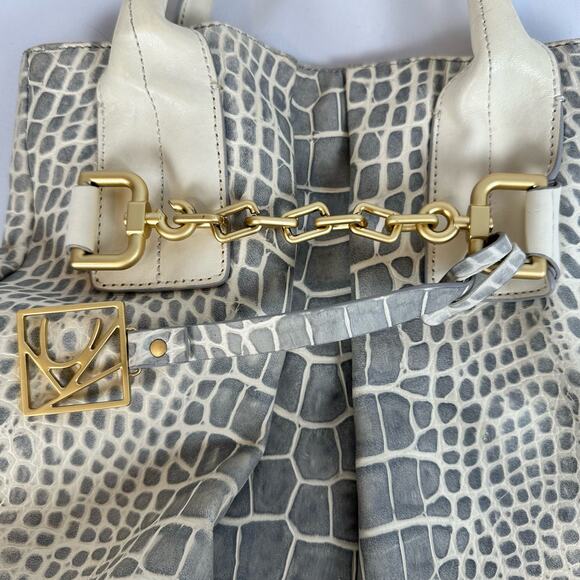 Kenneth Cole Large Cream and Grey Large Double Handle Shoulder Bag - Picture 5 of 10